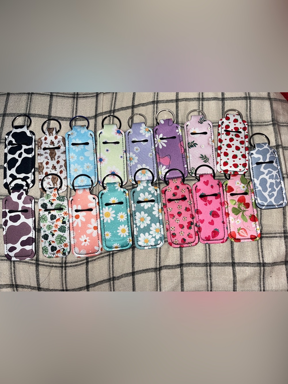 Random 4 pack of chapstick holder keychains